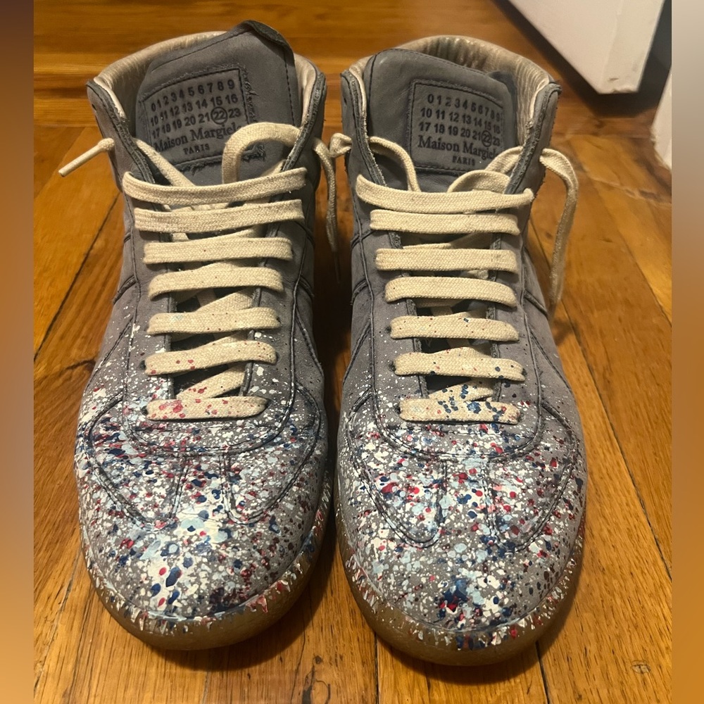 MAISON MARGIELA PAINT SPLATTER LEATHER HIGH TOP